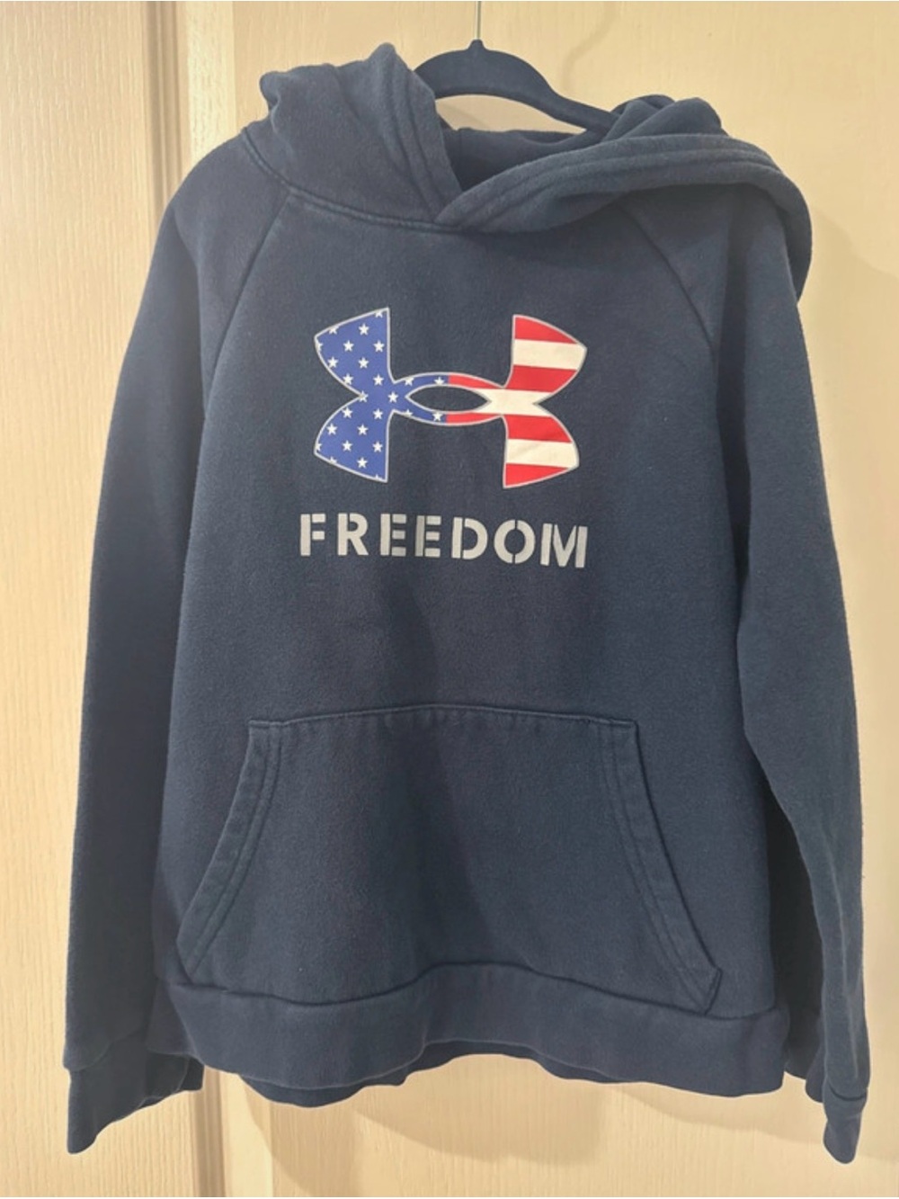 Under Armour Boys YXS Navy Hoodie with American Flag Logo